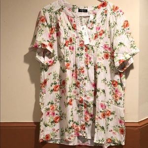 Angela plus size floral button down top